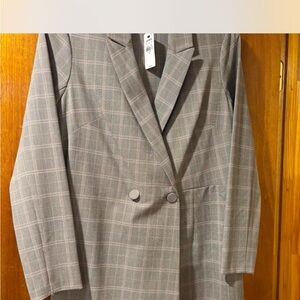 Gray Plaid Blazer Romper